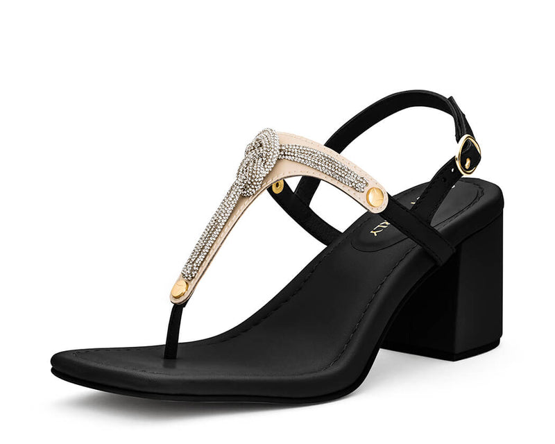 Glitter Knot - Block Heel Mid Black TS