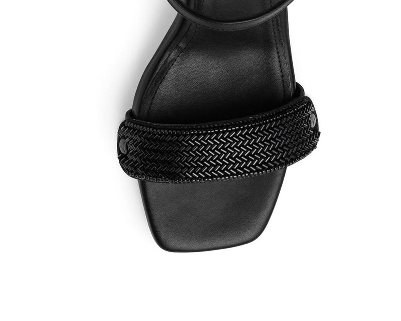Metallic Beads - Block Heel Mid Black PS1
