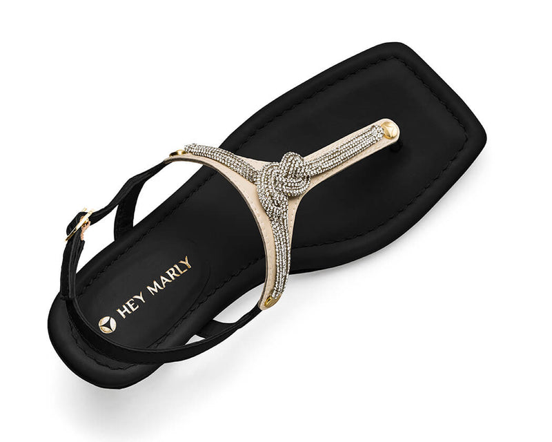 Glitter Knot - Block Heel Mid Black TS