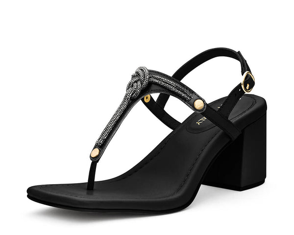 Glitter Knot - Block Heel Mid Black TS