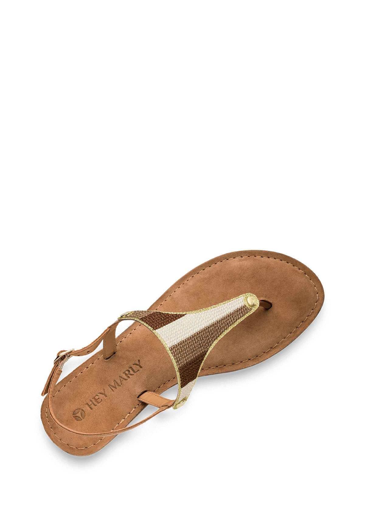 Seitenansicht auf neutralem Hintergrund des Produktes Summer Stripe in der Farbe Comfort Cognac