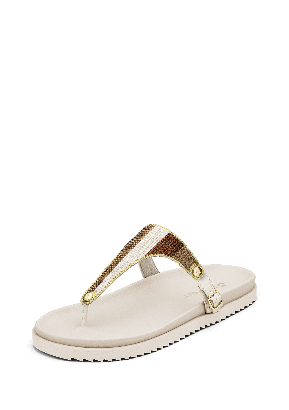 Seitenansicht auf neutralem Hintergrund des Produktes Summer Stripe in der Farbe Casual Clean Crema

