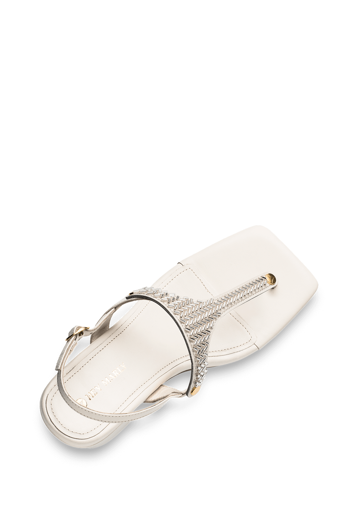 Metallic Beads - Block Heel Mid Crema