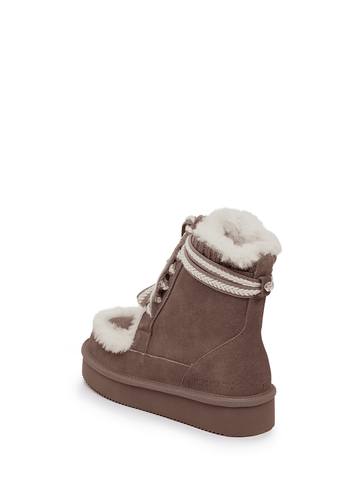 Produktabbildung auf neutralem Hintergrund des Produktes Comfy Lace-Up Boot Suede in der Farbe Mocha
