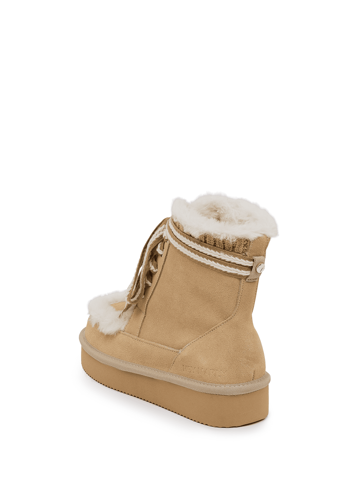 Produktabbildung auf neutralem Hintergrund des Produktes Comfy Lace-Up Boot Suede in der Farbe Sand