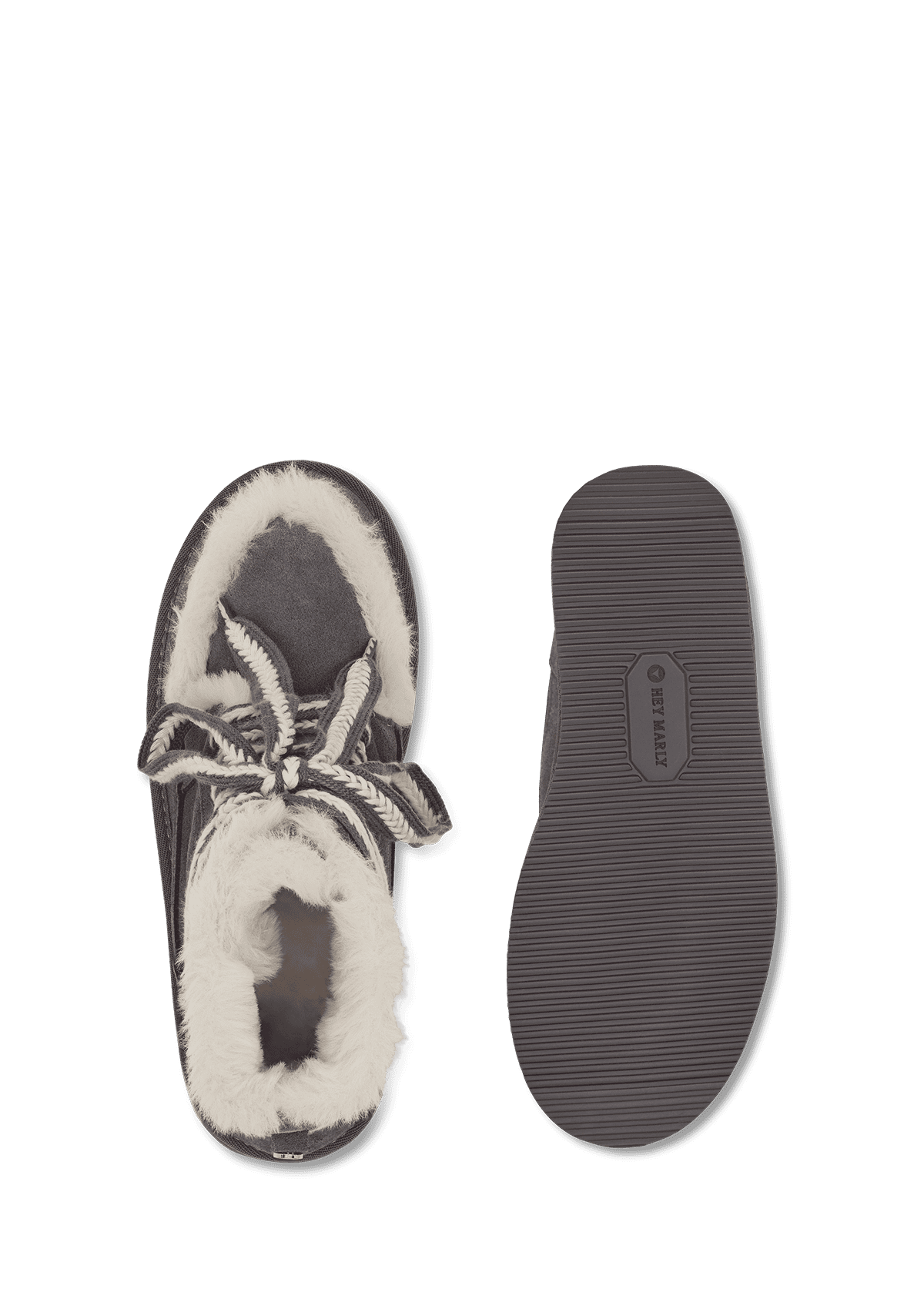Produktabbildung auf neutralem Hintergrund des Produktes Comfy Lace-Up Boot Suede in der Farbe Grey