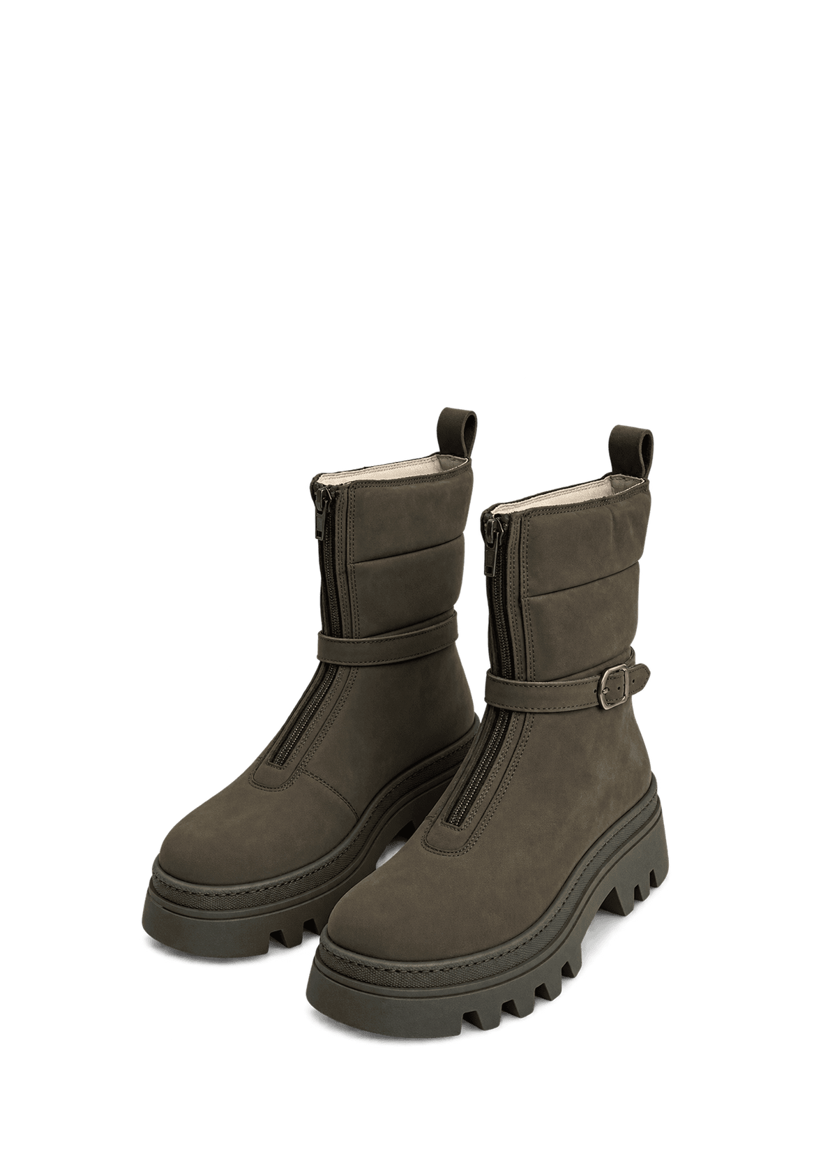 Zip Up Ankle Boot - Khaki