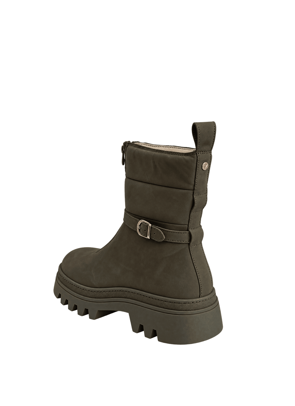 Zip Up Ankle Boot - Khaki