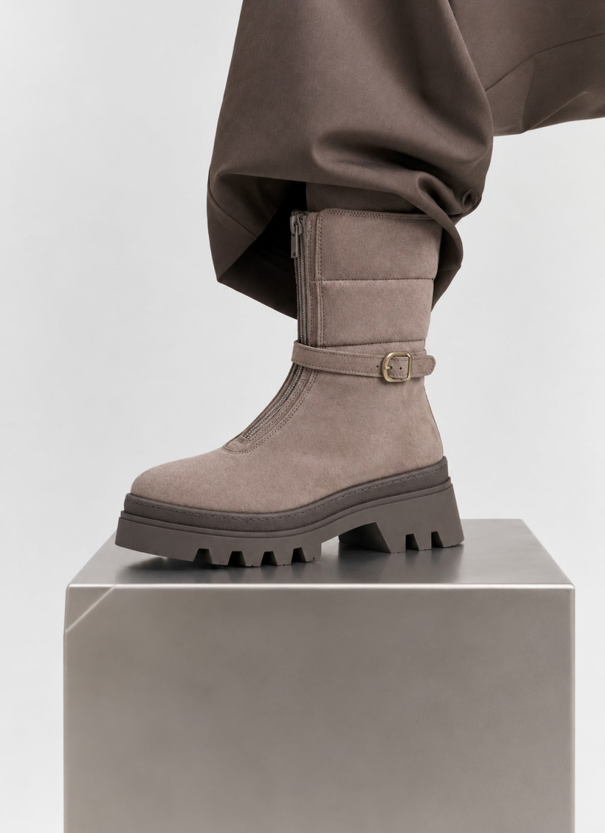 Zip Up Ankle Boot - Mocha