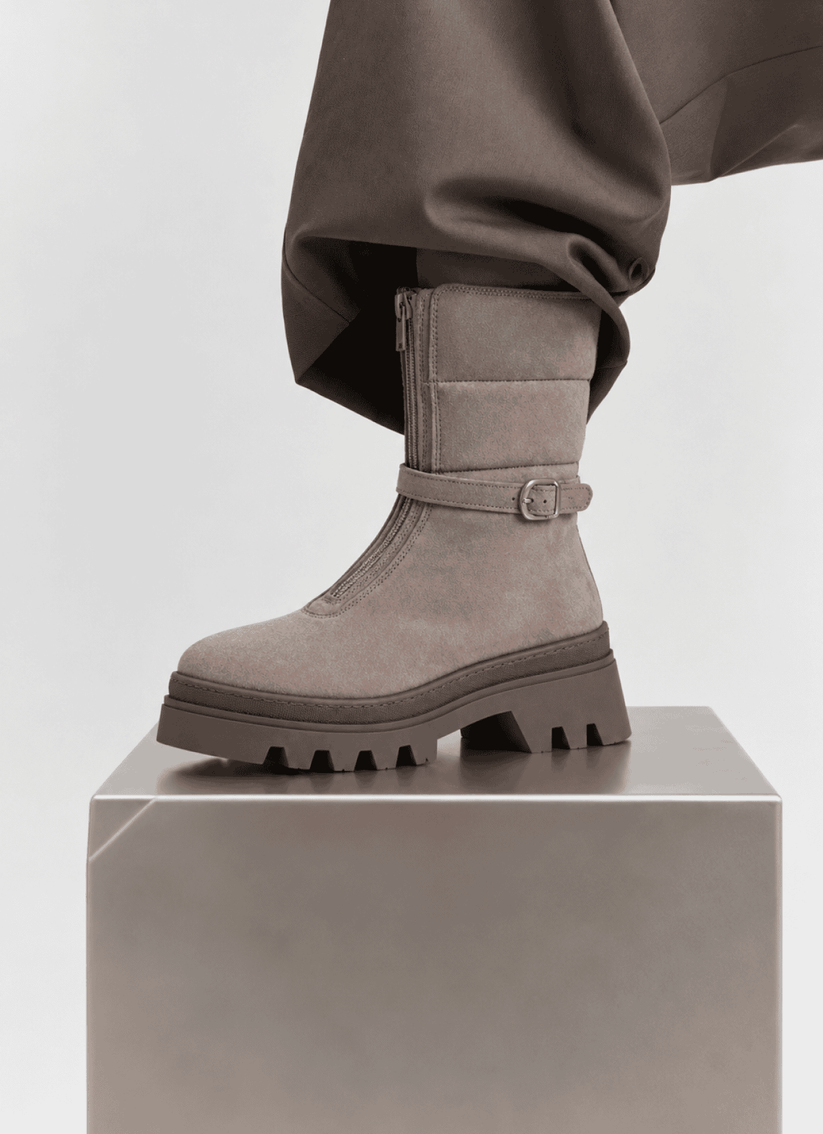 Zip Up Ankle Boot - Mocha