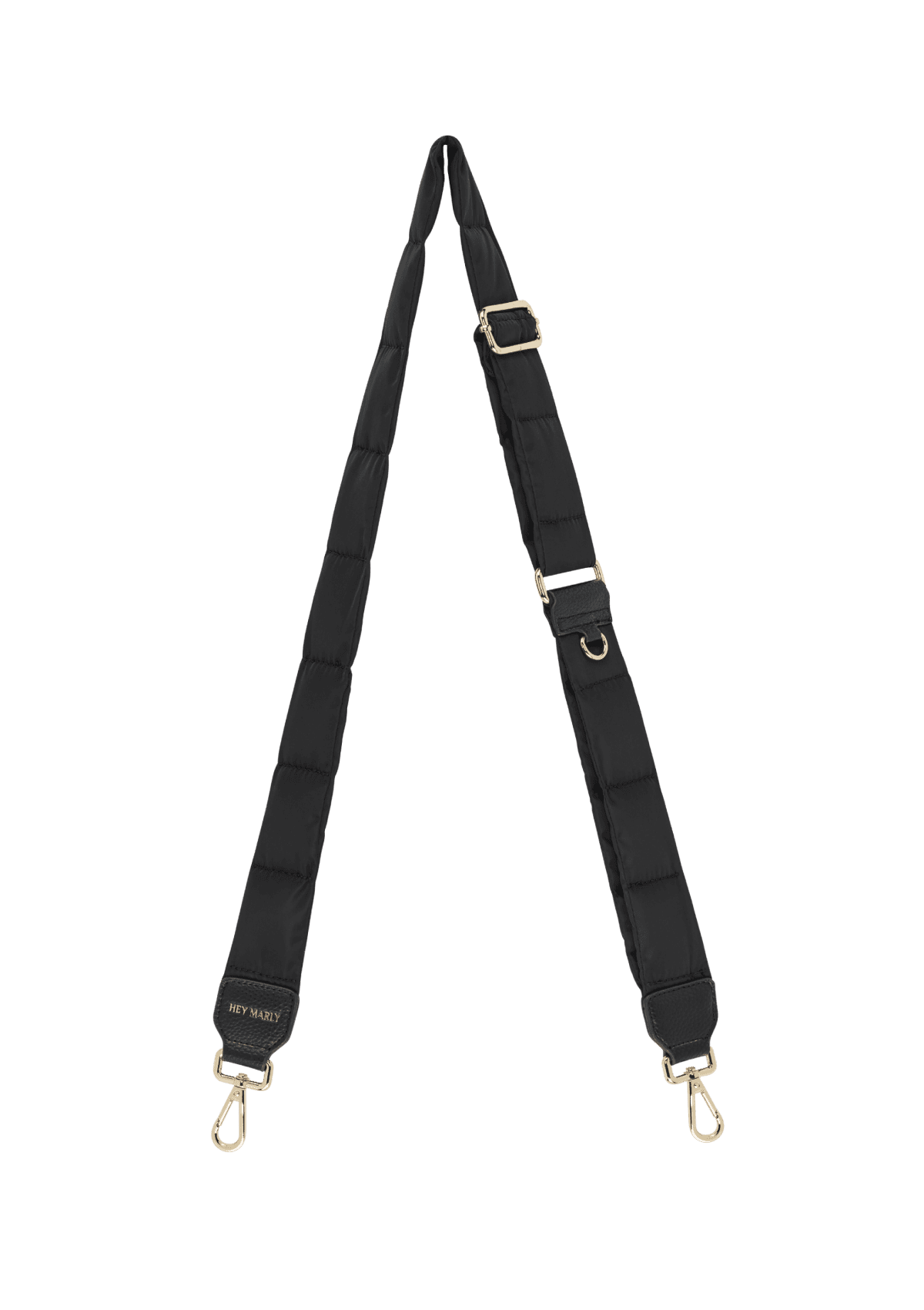 Frontalansicht auf neutralem Hintergrund des Produktes Puffy Nylon Strap in der Farbe Black