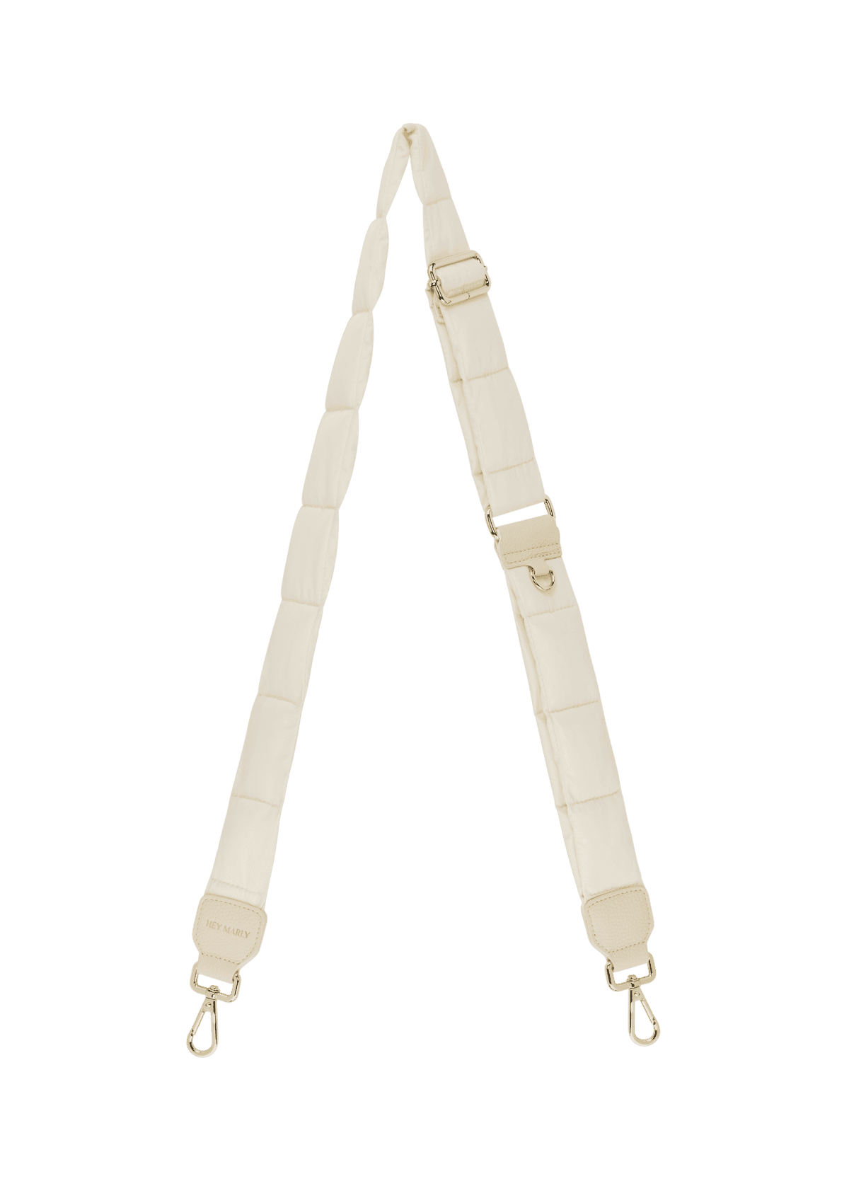 Frontalansicht auf neutralem Hintergrund des Produktes Puffy Nylon Strap in der Farbe Crema