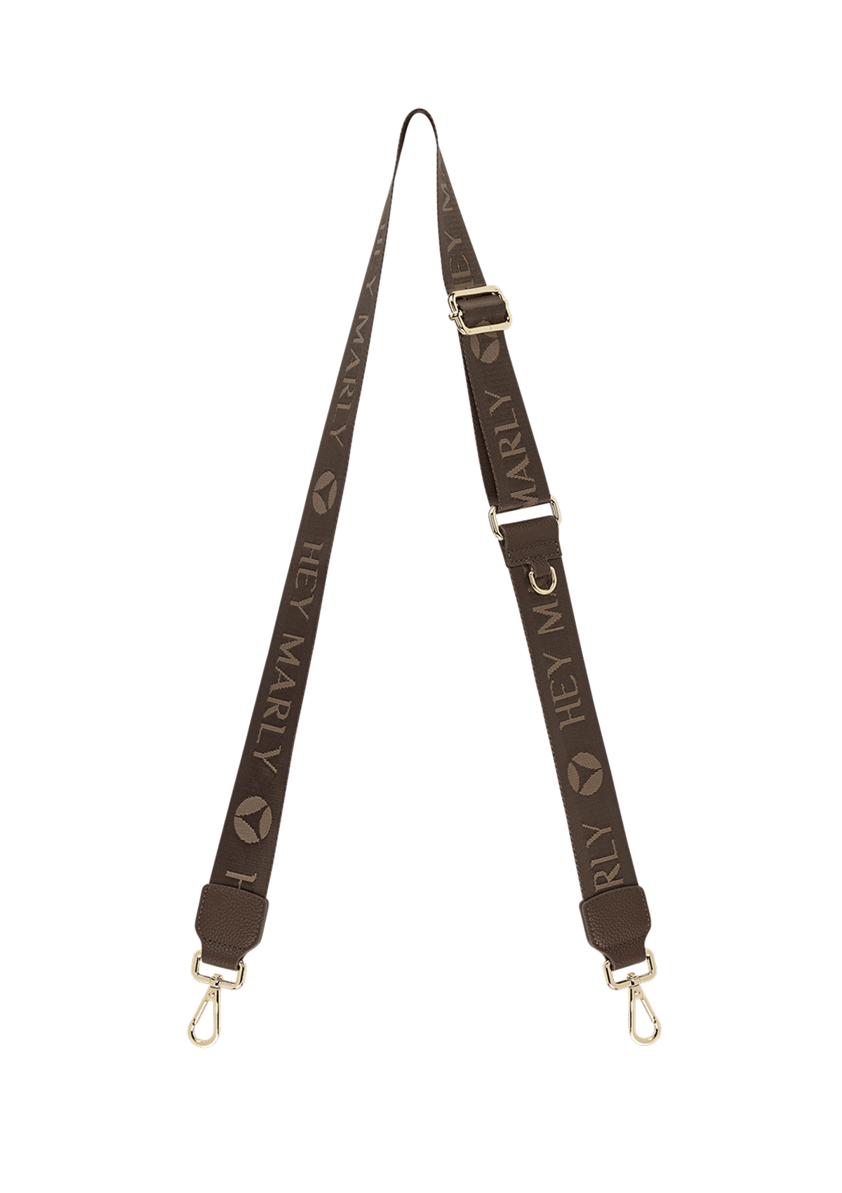 Frontalansicht auf neutralem Hintergrund des Produktes Signature Strap in der Farbe Coffee