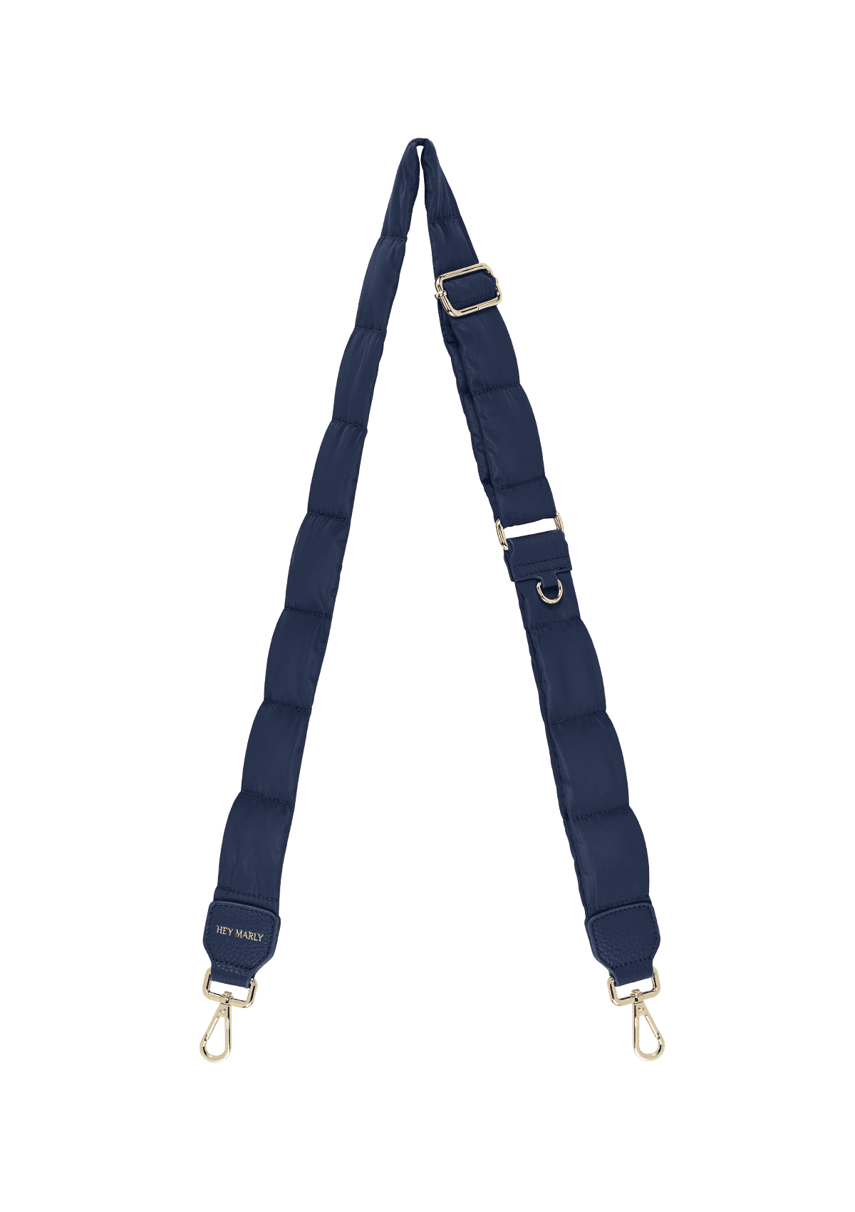 Frontalansicht auf neutralem Hintergrund des Produktes Puffy Nylon Strap in der Farbe Deep Blue