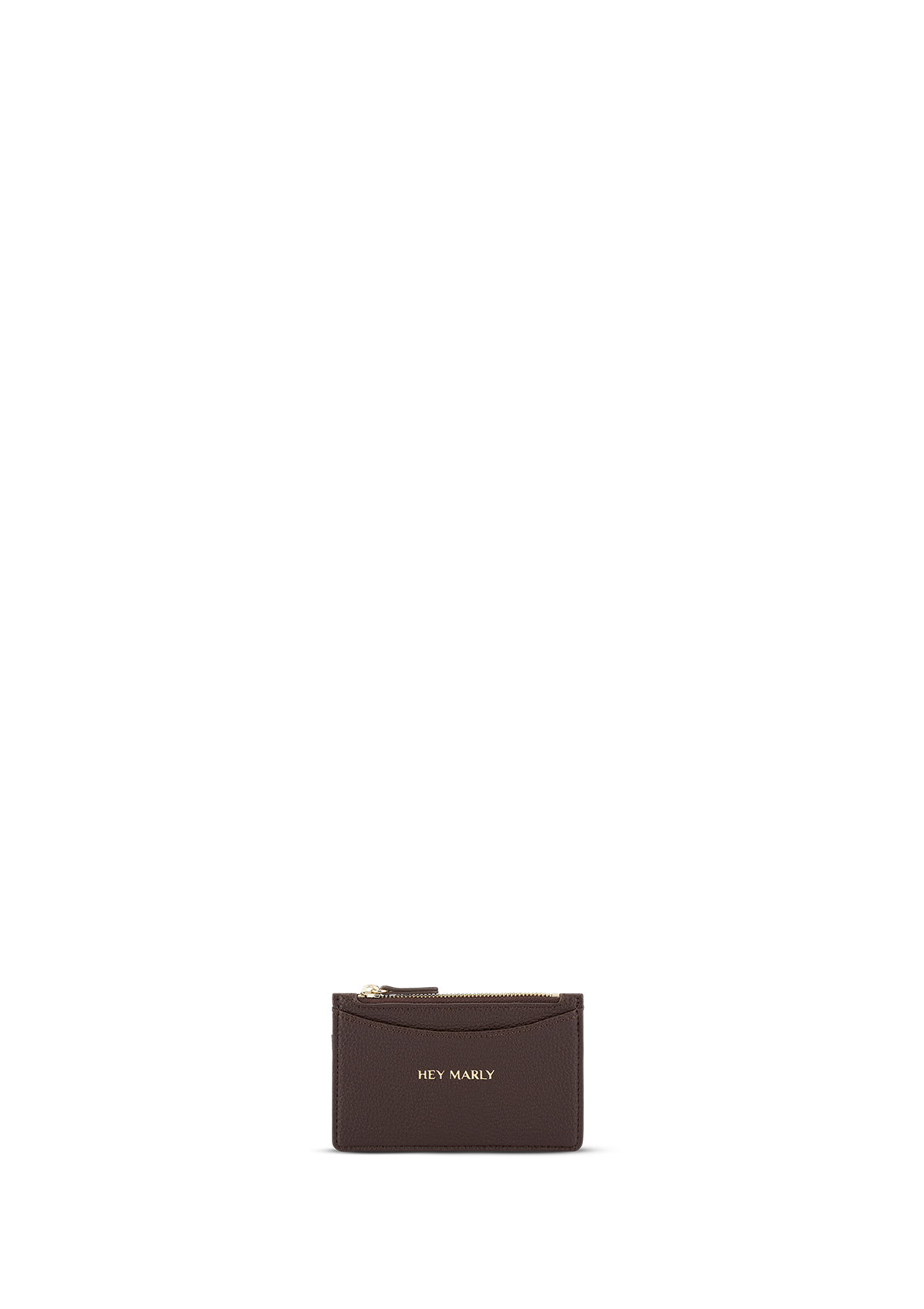 Frontalansicht auf neutralem Hintergrund des Produktes Card Coin Wallet in der Farbe Coffee