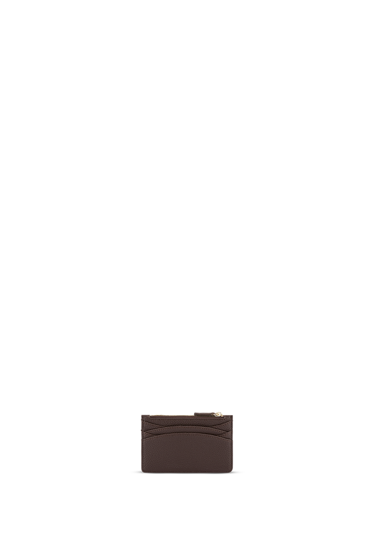 Seitenansicht auf neutralem Hintergrund des Produktes Card Coin Wallet in der Farbe Coffee
