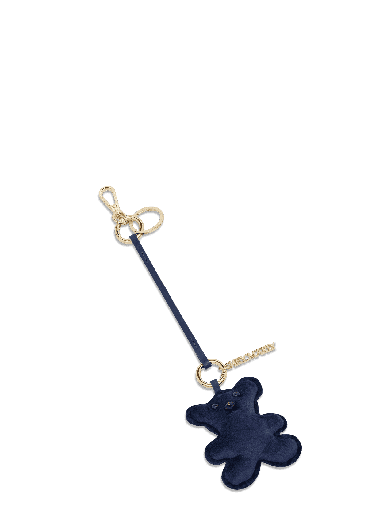 Frontalansicht auf neutralem Hintergrund des Produktes Soft Teddy Charm in der Farbe Blue