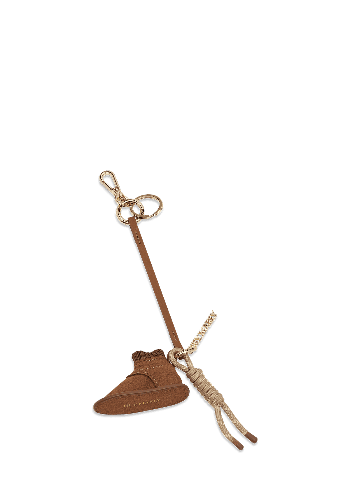 Produktabbildung auf neutralem Hintergrund des Produktes Cozy Boot Charm in der Farbe Cognac