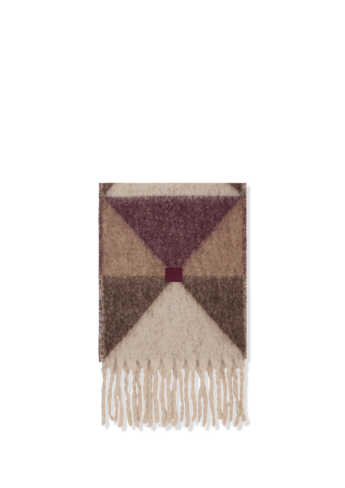 Frontalansicht auf neutralem Hintergrund des Produktes Cozy Scarf in der Farbe Berry