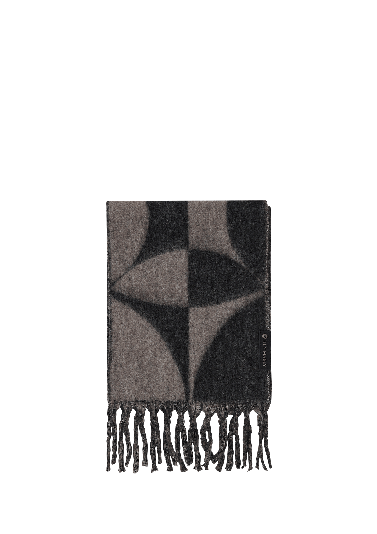 Frontalansicht auf neutralem Hintergrund des Produktes Iconic Scarf in der Farbe Black-Anthracite