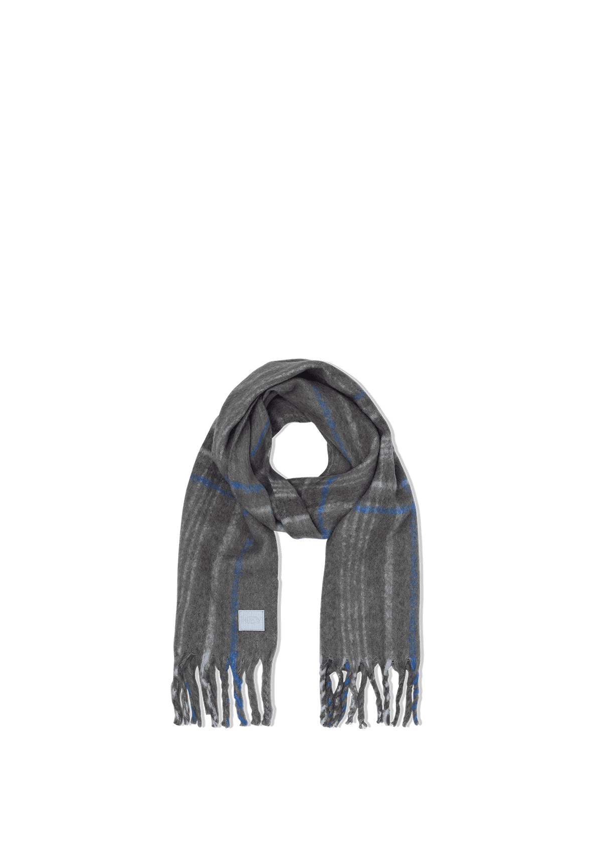 Produktabbildung auf neutralem Hintergrund des Produktes Check Scarf in der Farbe Grey