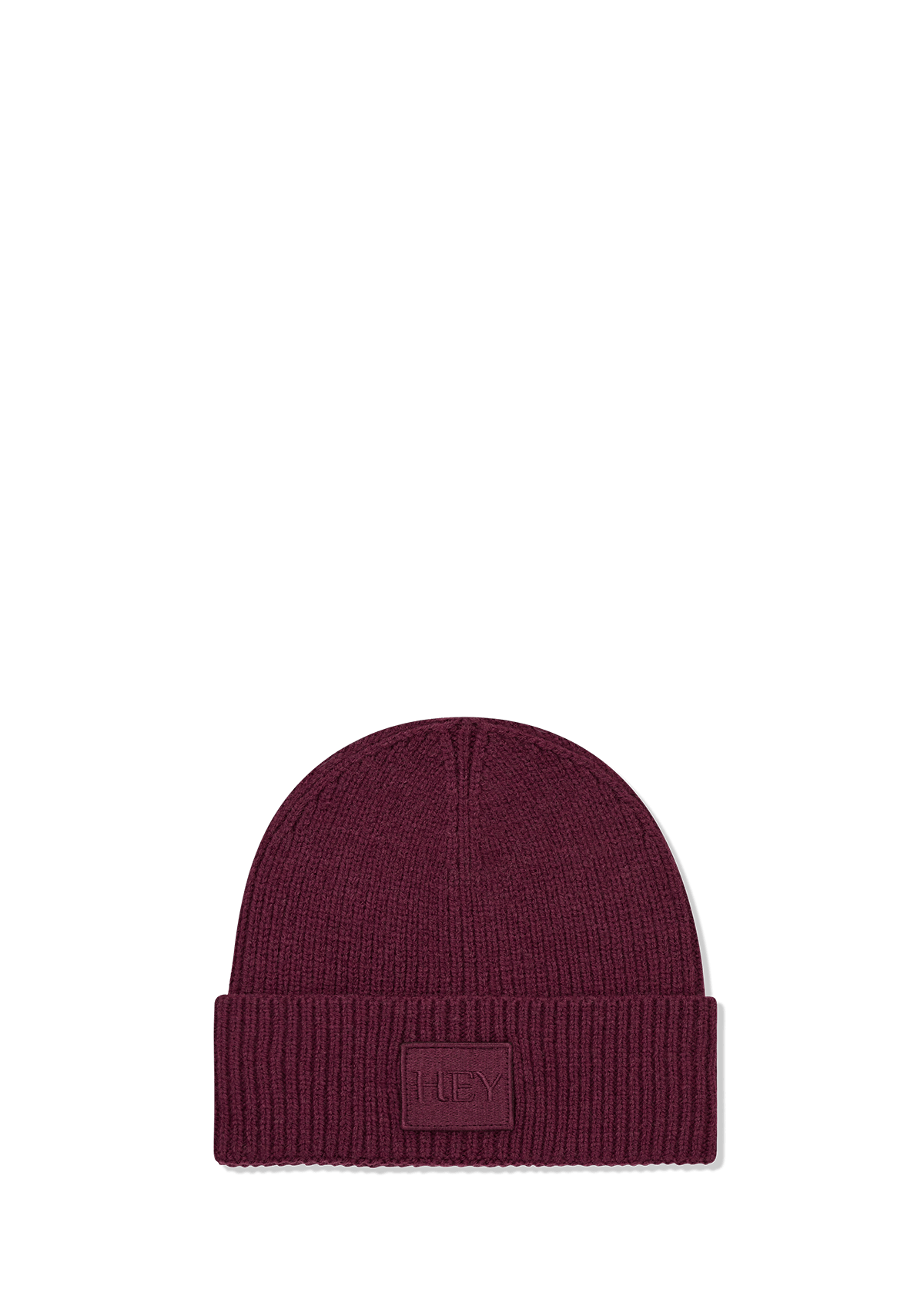 Frontalansicht auf neutralem Hintergrund des Produktes Hey Beanie in der Farbe Berry