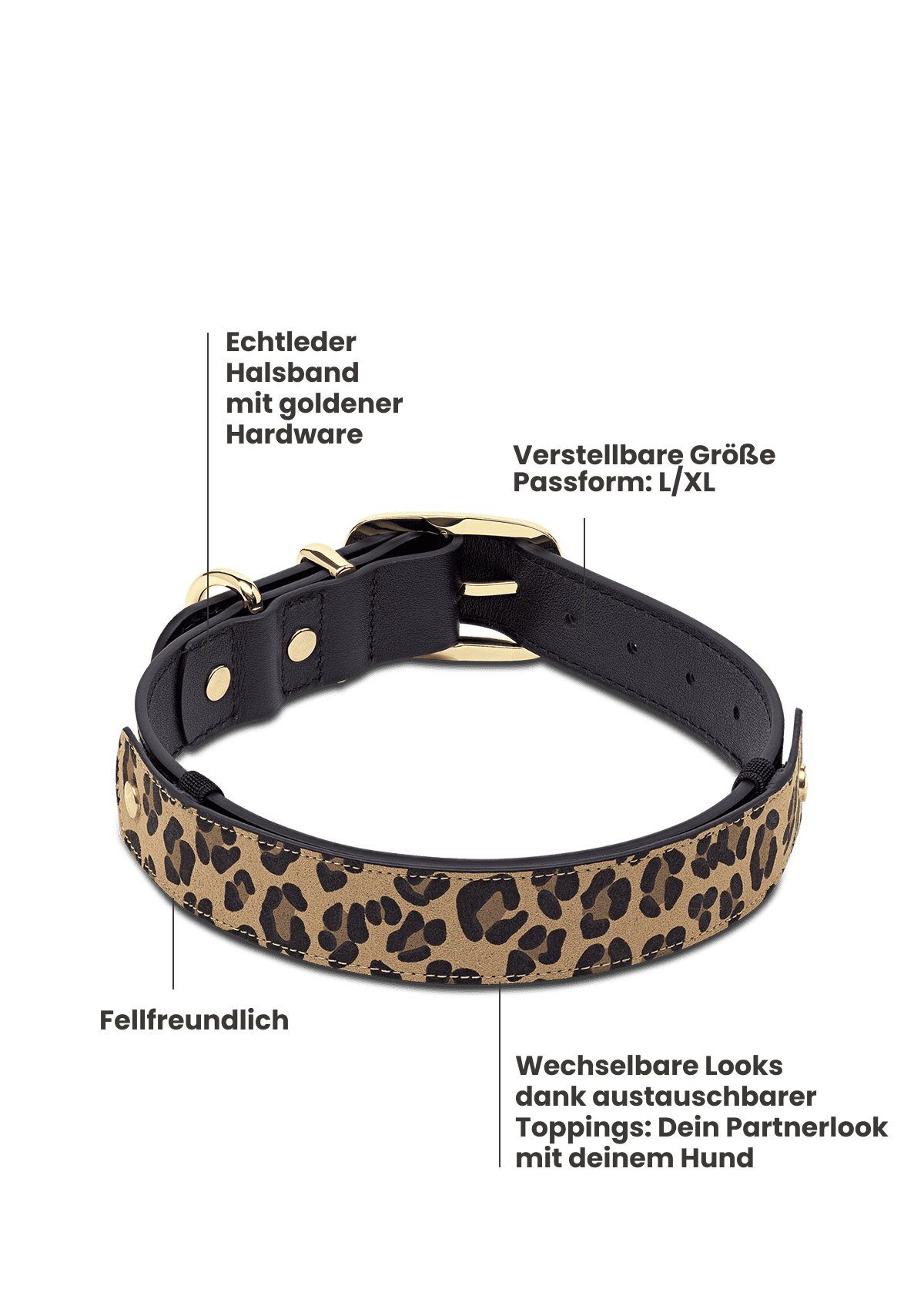 Produktabbildung auf neutralem Hintergrund des Produktes Dog Topping Animal Print L in der Farbe Classic Dog Collar L in der Größe L