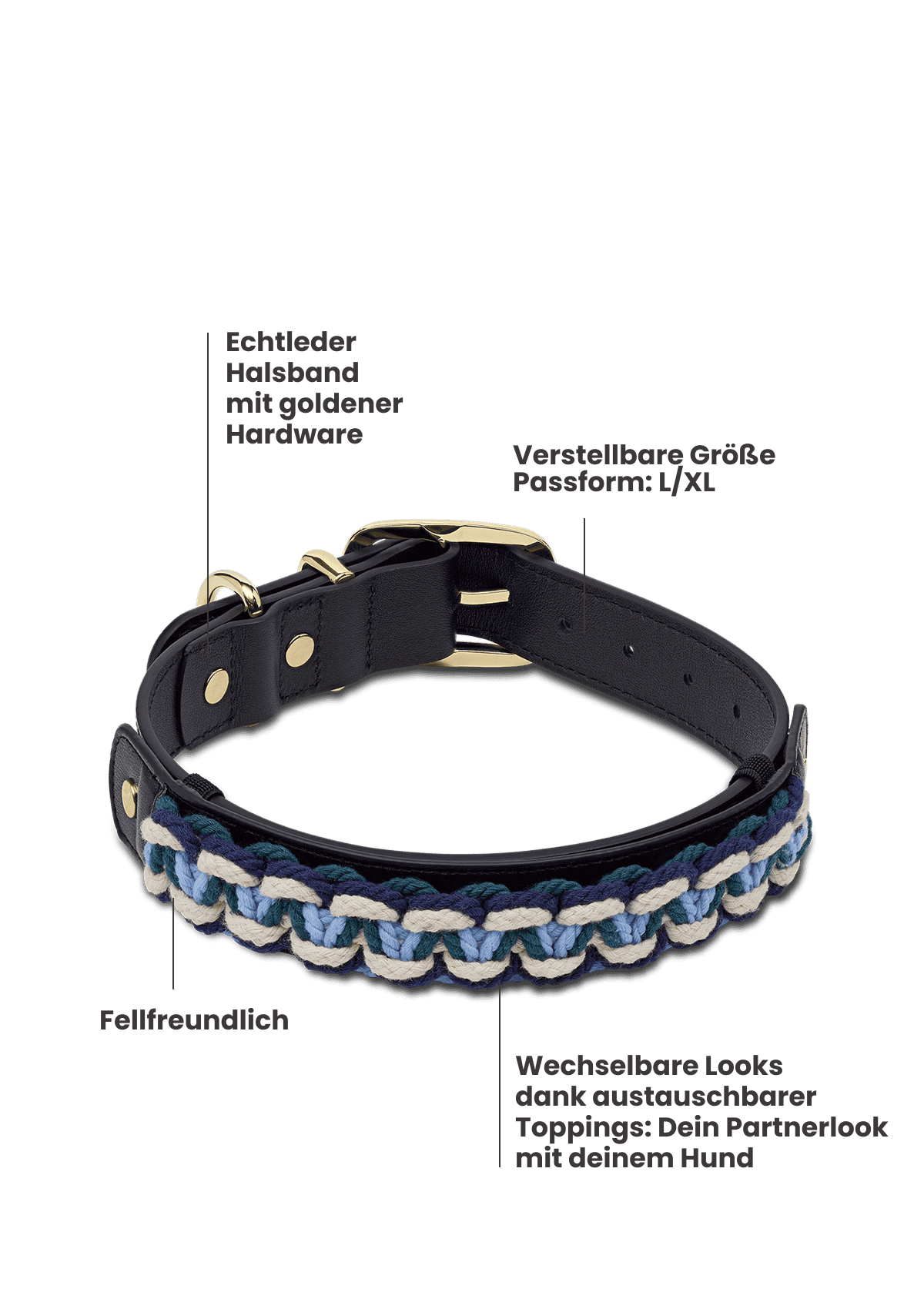 Produktabbildung auf neutralem Hintergrund des Produktes Dog Topping Nautic Vibes L in der Farbe Classic Dog Collar L in der Größe L