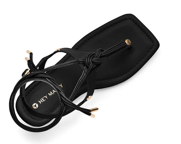 Tie Up Rope - Block Heel Mid Black TS
