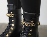 Gold Chain Loop - Chunky Rock - Black