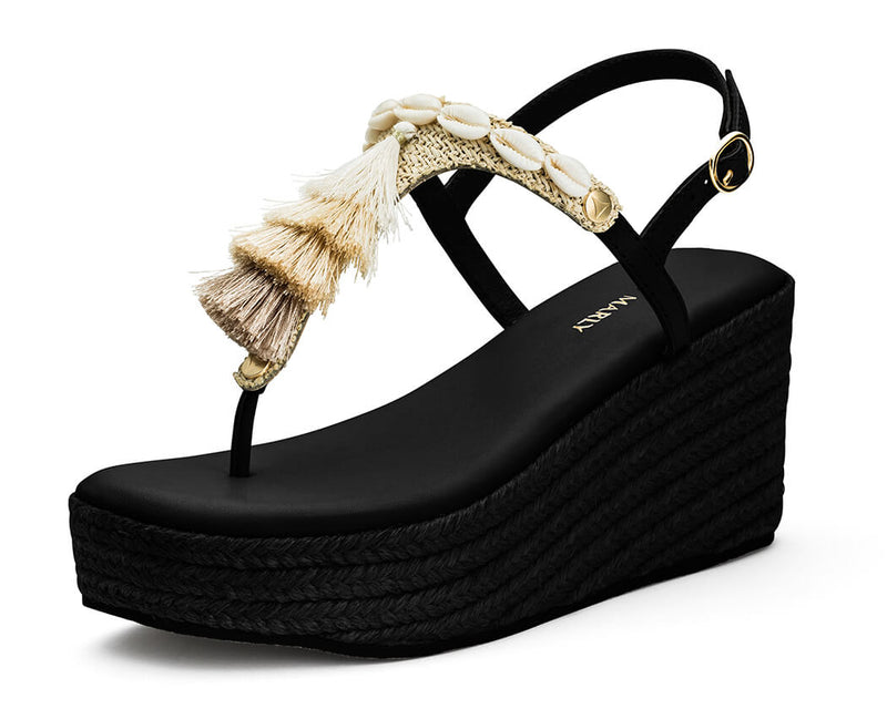 Tulum Tassle - Wedge Bast High Black TS