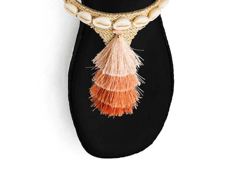 Tulum Tassle - Wedge Bast High Black TS