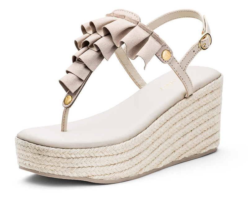 Ruffle Romance - Wedge Bast High Crema TS