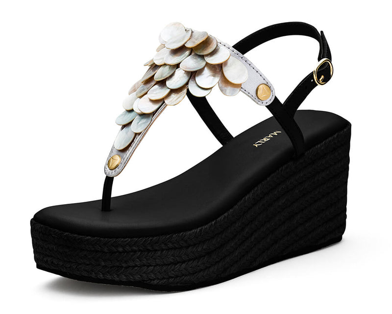 Shiny Pearl - Wedge Bast High Black TS