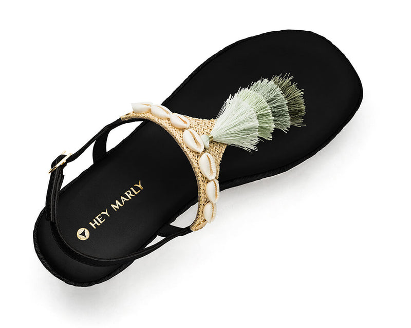 Tulum Tassle - Wedge Bast High Black TS