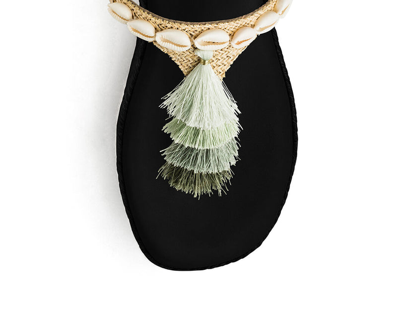 Tulum Tassle - Wedge Bast High Black TS