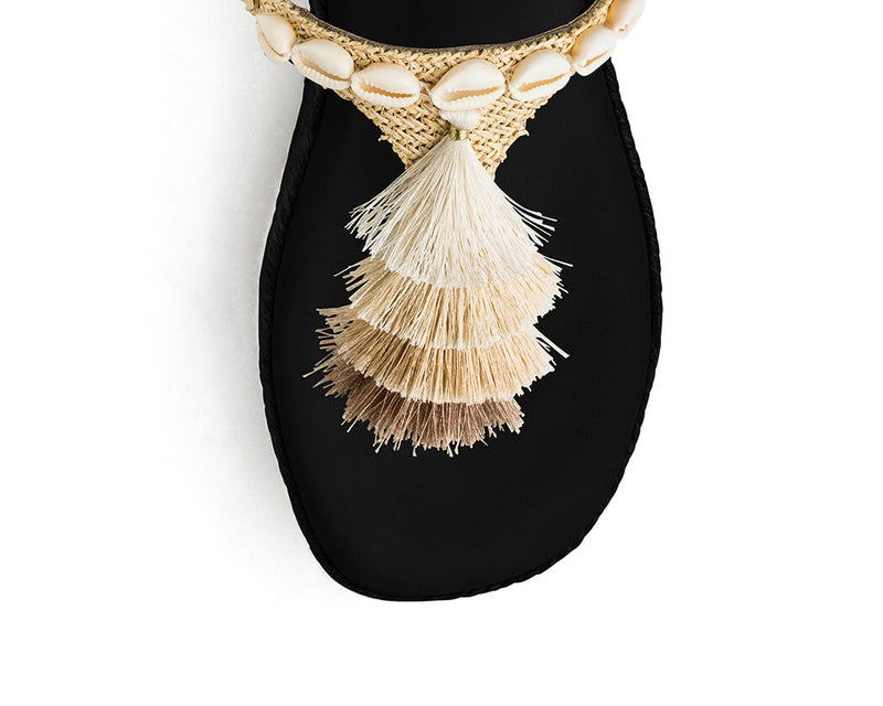 Tulum Tassle - Wedge Bast High Black TS