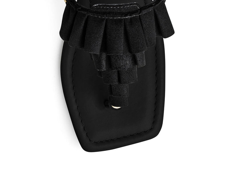 Ruffle Romance - Block Heel Mid Black TS