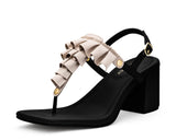 Ruffle Romance - Block Heel Mid Black TS