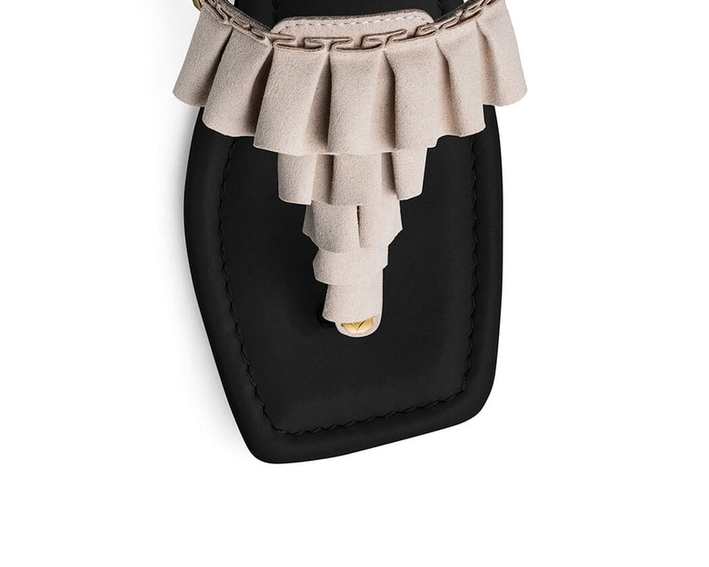 Ruffle Romance - Block Heel Mid Black TS