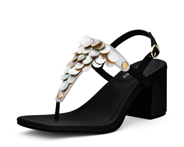 Shiny Pearl - Block Heel Mid Black TS