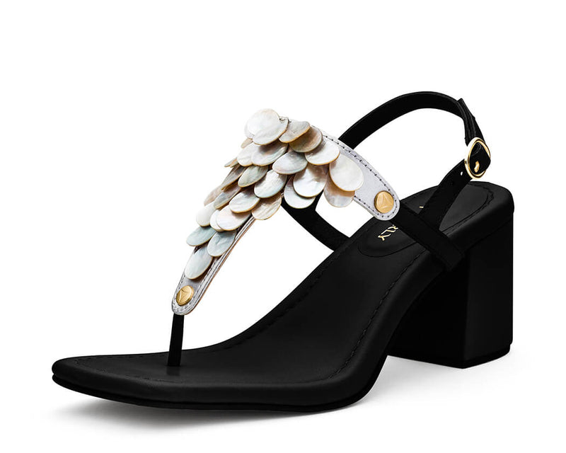 Shiny Pearl - Block Heel Mid Black TS