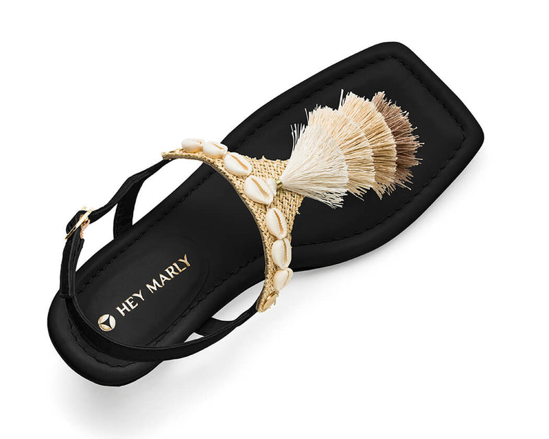 Tulum Tassle - Block Heel Mid Black TS