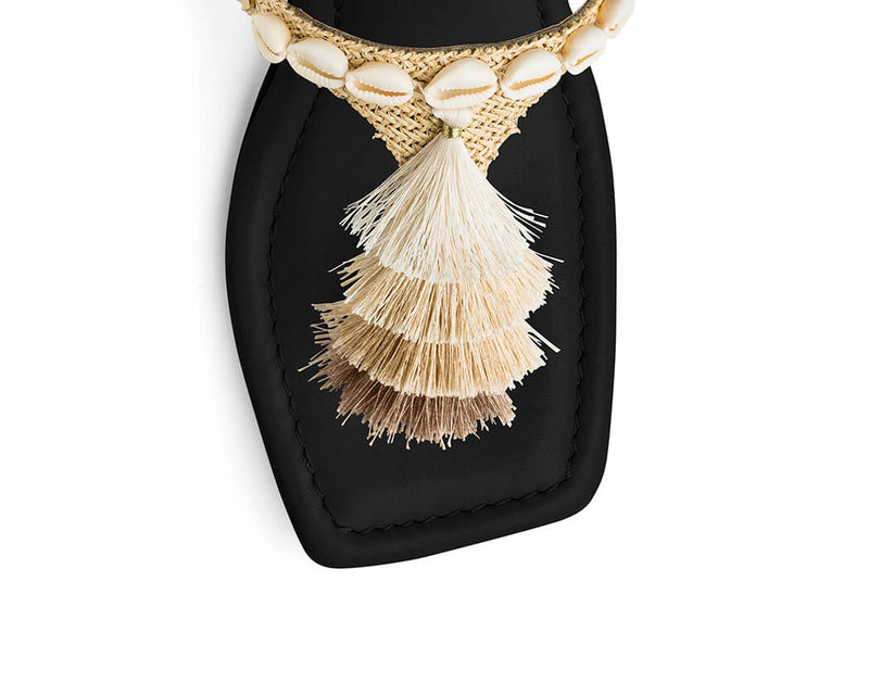 Tulum Tassle - Block Heel Mid Black TS