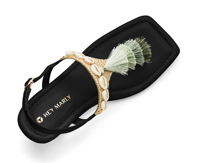 Tulum Tassle - Block Heel Mid Black TS