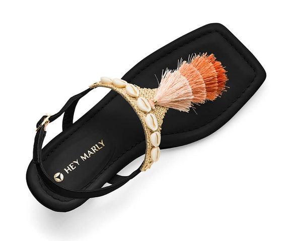 Tulum Tassle - Block Heel Mid Black TS