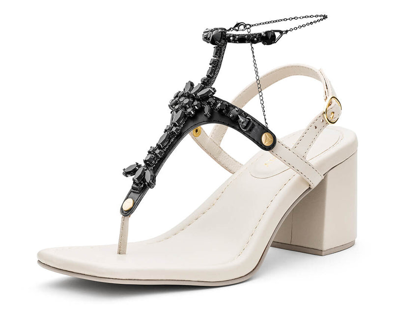 Brilliant Life Chain - Block Heel Mid Crema TS
