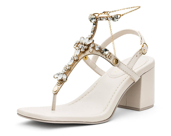 Brilliant Life Chain - Block Heel Mid Crema TS