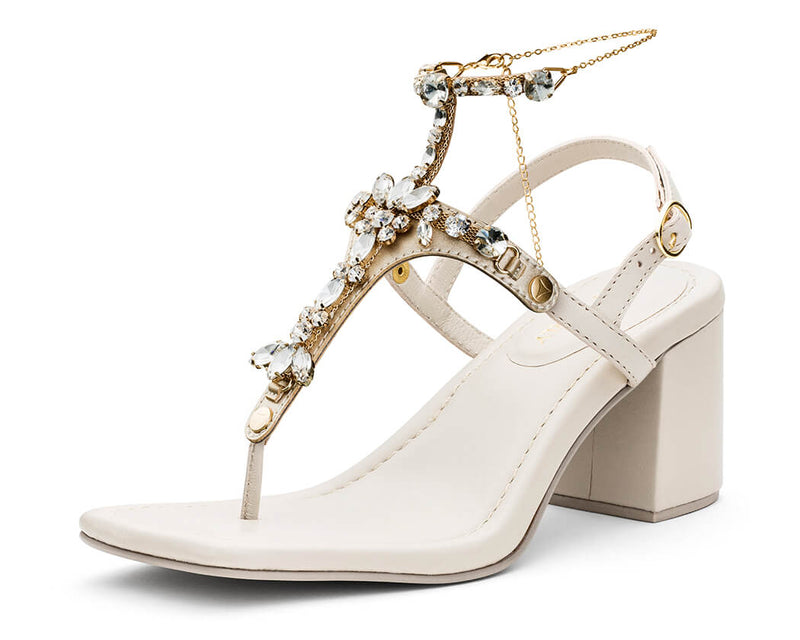 Brilliant Life Chain - Block Heel Mid Crema TS