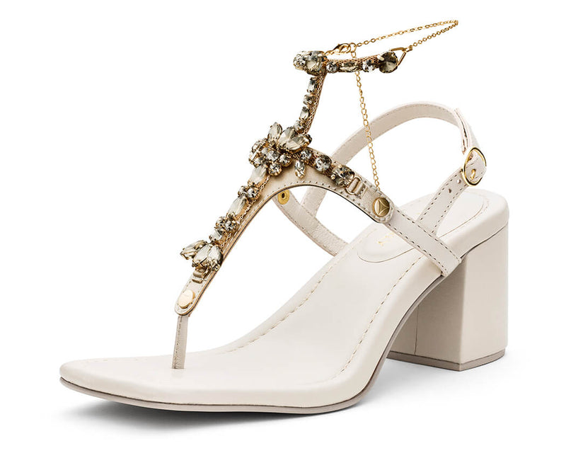 Brilliant Life Chain - Block Heel Mid Crema TS